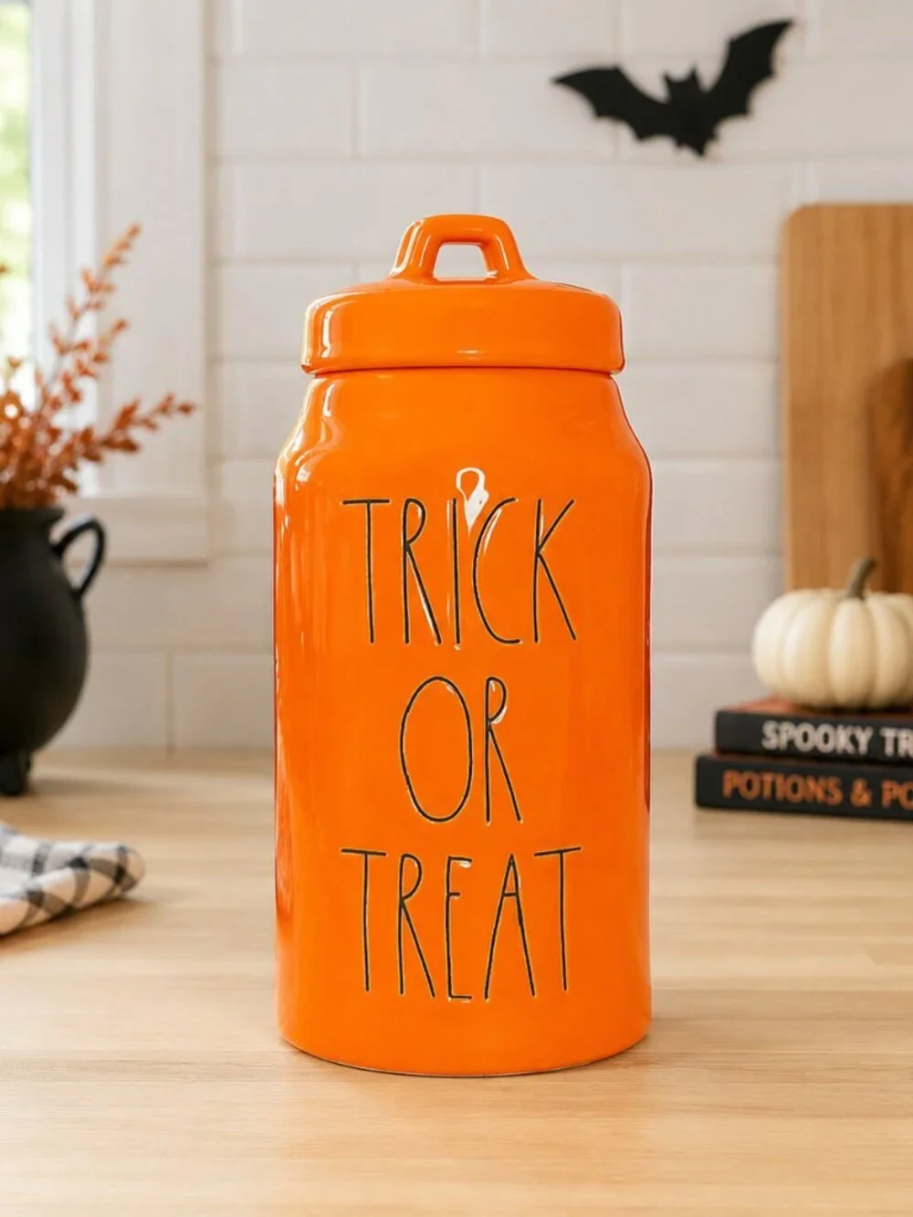 Rae Dunn Trick or Treat Orange Halloween Canister NWT